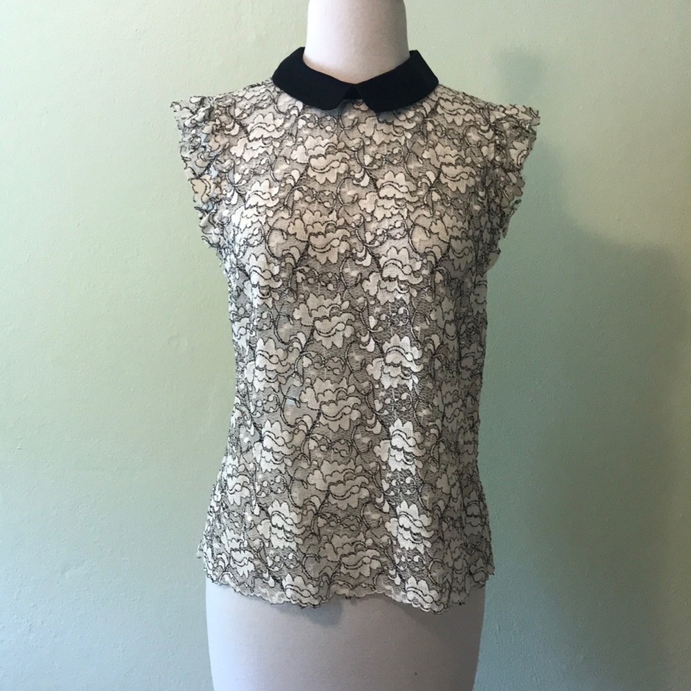 Zara Floral Black and Ivory Blouse